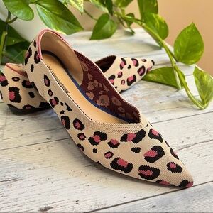 Jet' accompagne toujours Leopard Print Knit Women’s Slip on Flat Shoes Size‎ 7.5
